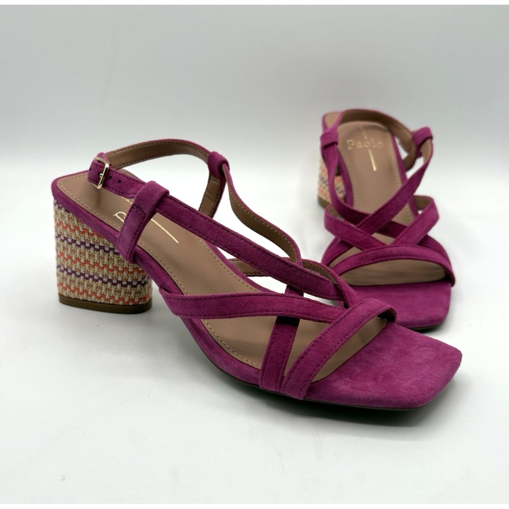 "NEW" LINEA PAOLO Hazel Sandel Women's 5 1/2 Fuchsia Suede Heel Strappy Shoe NIB